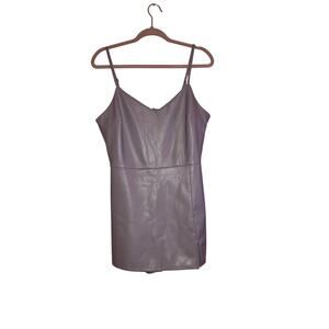 Blashe Lilac Faux Leather Mini Dress Romper Built-In Shorts Size Large